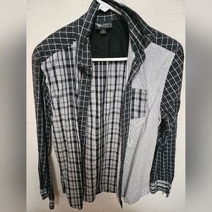 Black/Grey Plaid Button Down Shirt